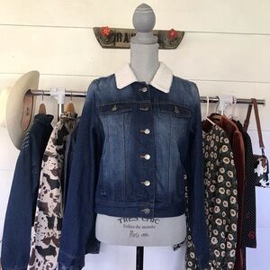 Ashley Vintage Charm Denim Sherpa Plaid Navy Jacket